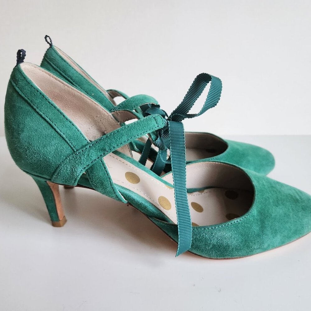 Boden Women's Jade Suede Leather Lavinia Ribbon Court Shoes Mid Heels Sz:37 - Picture 4 of 14